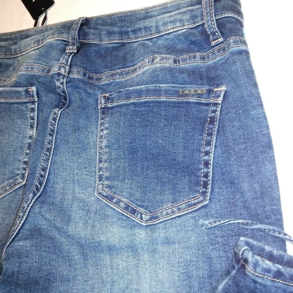 BEBE New Jeans Eyelet Lace Up Cropped Denim Sexy Women's 29 - Picture 4 of 5